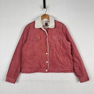 Gap Denim Icon Sherpa‎ Lined Corduroy Jacket Dusty Rose Trucker Boxy Large